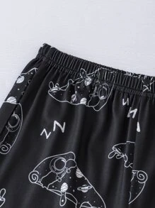 Boys Cartoon Graphic Tee & Shorts PJ Set - Multicolor - View 5