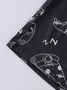 Boys Cartoon Graphic Tee & Shorts PJ Set - Multicolor - View 6