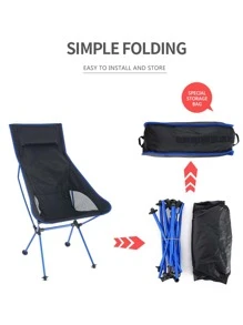 1pc Contrast Binding Fishing Foldable Chair - Multicolor - View 5