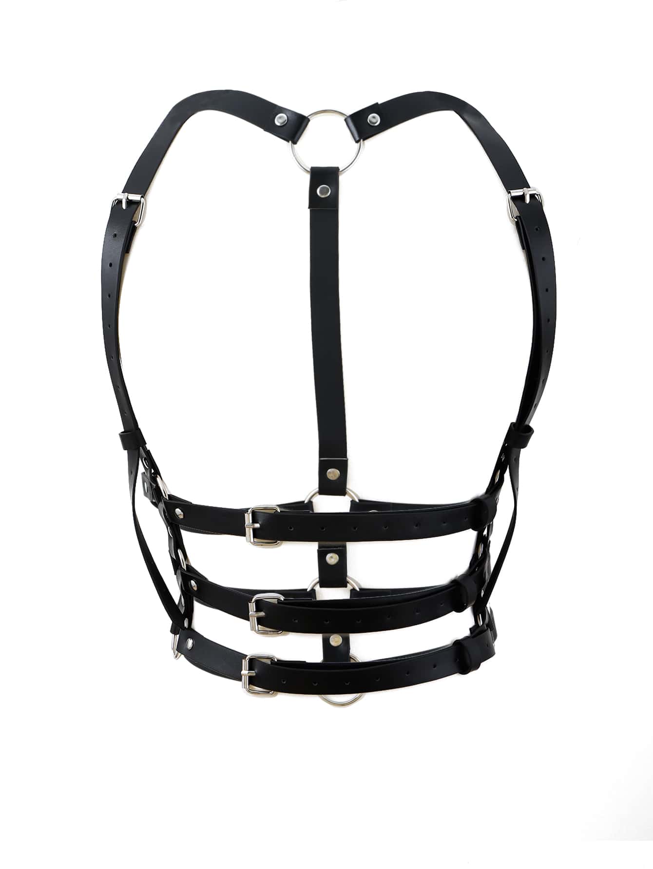 O-ring & Studded Decor Harness Belt - Black - View 1