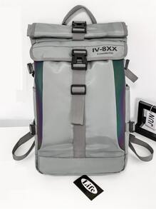 Hombres Mochila con diseño de hebilla de viaje - Gris - Ver 1