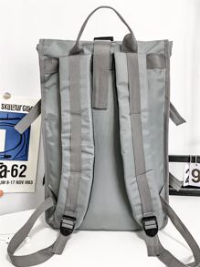 Hombres Mochila con diseño de hebilla de viaje - Gris - Ver 2