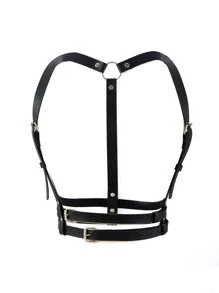 Cinturón arnés con aro O & con diseño de tachuela - Negro - Ver 1