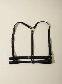 Cinturón arnés con aro O & con diseño de tachuela - Negro - Ver 2