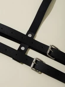 Cinturón arnés con aro O & con diseño de tachuela - Negro - Ver 3