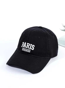 Letter Embroidered Pink Baseball Cap - Black - View 1