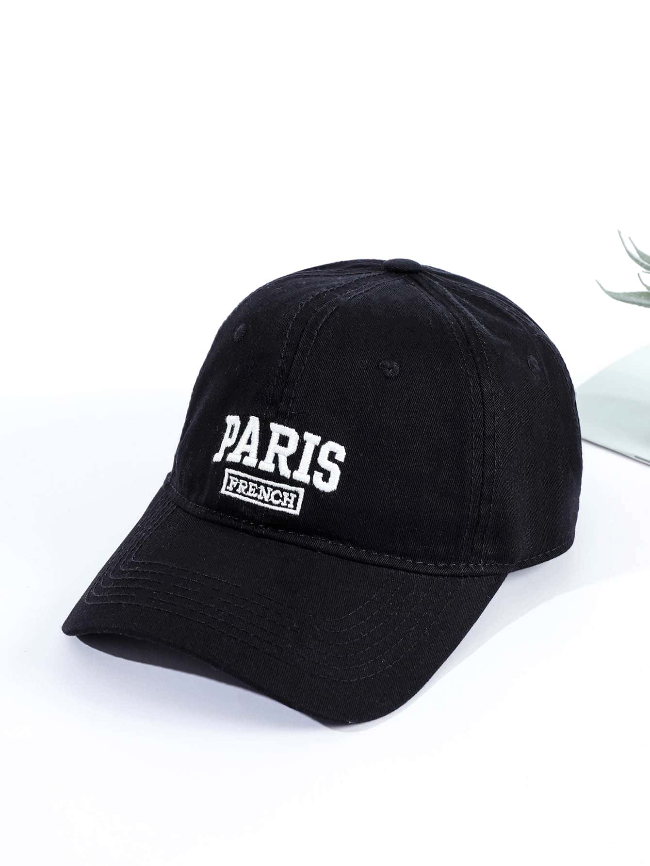 Letter Embroidered Pink Baseball Cap - Black - View 1