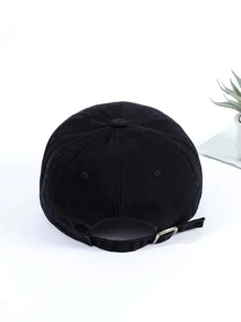 Letter Embroidered Pink Baseball Cap - Black - View 3