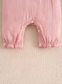 Áo liền quần Em bé Nút Thêu viền lá sen Xù Hoa - Hồng - Xem 5