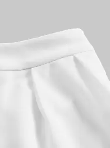 SHEIN MOD Solid Fold Pleated Shorts - White - View 4
