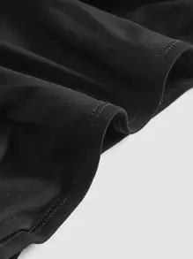 SHEIN MOD Black Date Night Asymmetrical One Shoulder Ruched Crop Top, Spring/Summer Outfits, Festive Wear, Casual Women's Clothing; Perfect For Vacation, Date, Picnic, Party, Prom, Festival, And Birthday; Romantic Vintage Court Style, Elegant, Club Tops, Party Tops, Tea Party, Everyday Wear - Black - View 4