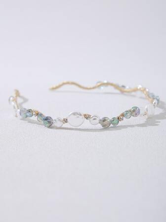 珍珠和水鑽裝飾髮箍