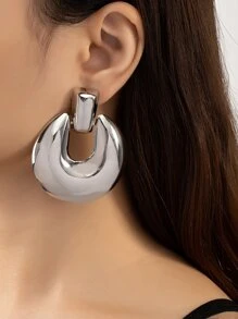 Pendientes unicolor minimalista - Plateado - Ver 1