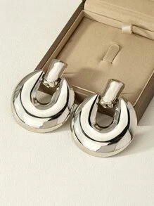 Pendientes unicolor minimalista - Plateado - Ver 2