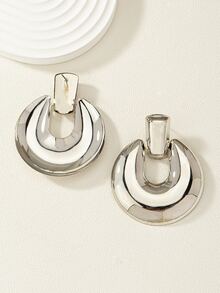 Pendientes unicolor minimalista - Plateado - Ver 4