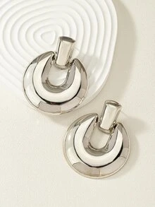 Pendientes unicolor minimalista - Plateado - Ver 5