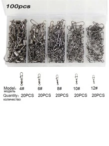 100pcs Rolling Swivel Fishing Accessories - Available In Various Sizes (4#-12#), Best Choice For Fishing, Achieving Optimal Performance And Versatility - White - View 5