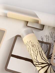 1pc PVC Wall Paper, Modern Grid & Tree Pattern Wall Adhesive Roll For Home Decor