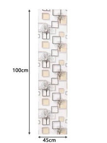 1pc PVC Wall Paper, Modern Grid & Tree Pattern Wall Adhesive Roll For Home Decor