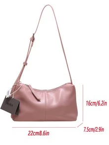 Stitch Detail Hobo Bag - Pink - View 3