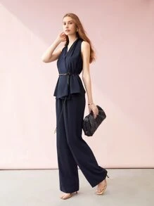 MOTF PREMIUM Thắt lưng Áo & Quần váy Bộ - Màu xanh hải quân - Xem 7