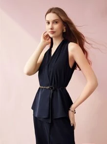 MOTF PREMIUM Thắt lưng Áo & Quần váy Bộ - Màu xanh hải quân - Xem 10