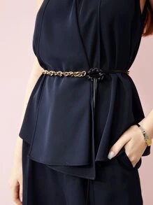 MOTF PREMIUM Thắt lưng Áo & Quần váy Bộ - Màu xanh hải quân - Xem 11