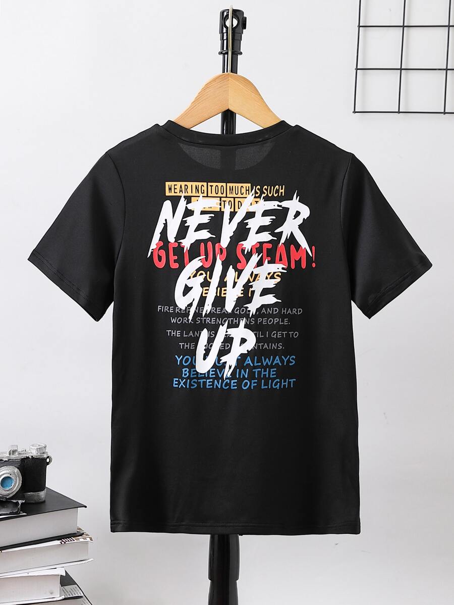 Boys Slogan Graphic Tee - Black - View 1