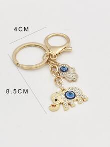 邪惡之眼和水鑽法蒂瑪之手飾物鑰匙圈 - 彩色 - 查看 3