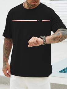 Manfinity Homme Men Plus Letter Graphic Tee - Black - View 5