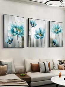 3 Tấm Poster Hoa Xanh Thời Trang Sang Trọng, Vải Canvas Sơn Dầu Không Thấm Nước, Dùng Để Trang Trí Phòng Khách Và Phòng Ngủ, Không Khung - Nhiều màu - Xem 1