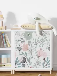 SUPSTICKER 1 卷彩色艺术兔子印花壁纸，防潮加厚家居装饰墙贴，15.75X47.24/118.11/196.85 英寸三种尺寸可选，装修贴纸可撕墙板，墙纸，壁纸，春季装饰物品让您的家焕然一新，拉玛装饰贴纸 - 彩色 - 查看 3