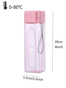 1 Bình Nước Bằng Nhựa 480Ml, Bình Tập Uống Di Động Đồ Họa Chữ Cho Ngoài Trời - Hồng - Xem 2