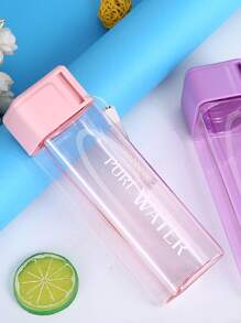 1 Bình Nước Bằng Nhựa 480Ml, Bình Tập Uống Di Động Đồ Họa Chữ Cho Ngoài Trời - Hồng - Xem 3