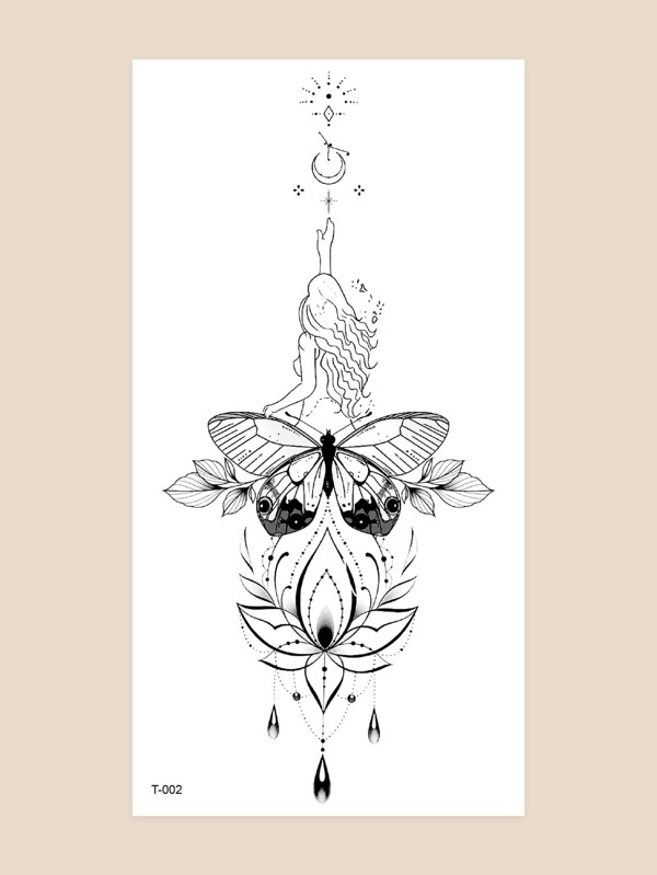 1pc Floral Pattern Temporary Tattoo Sticker