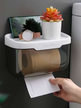 1 pieza Portarrollos de papel higiénico de PP, soporte de pared transparente para el almacenamiento de pañuelos para decoración del baño en verano