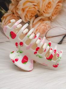 1pc Printed Lemon & Strawberry Hair Clip, Casual Everyday Accessory - Multicolor - View 2