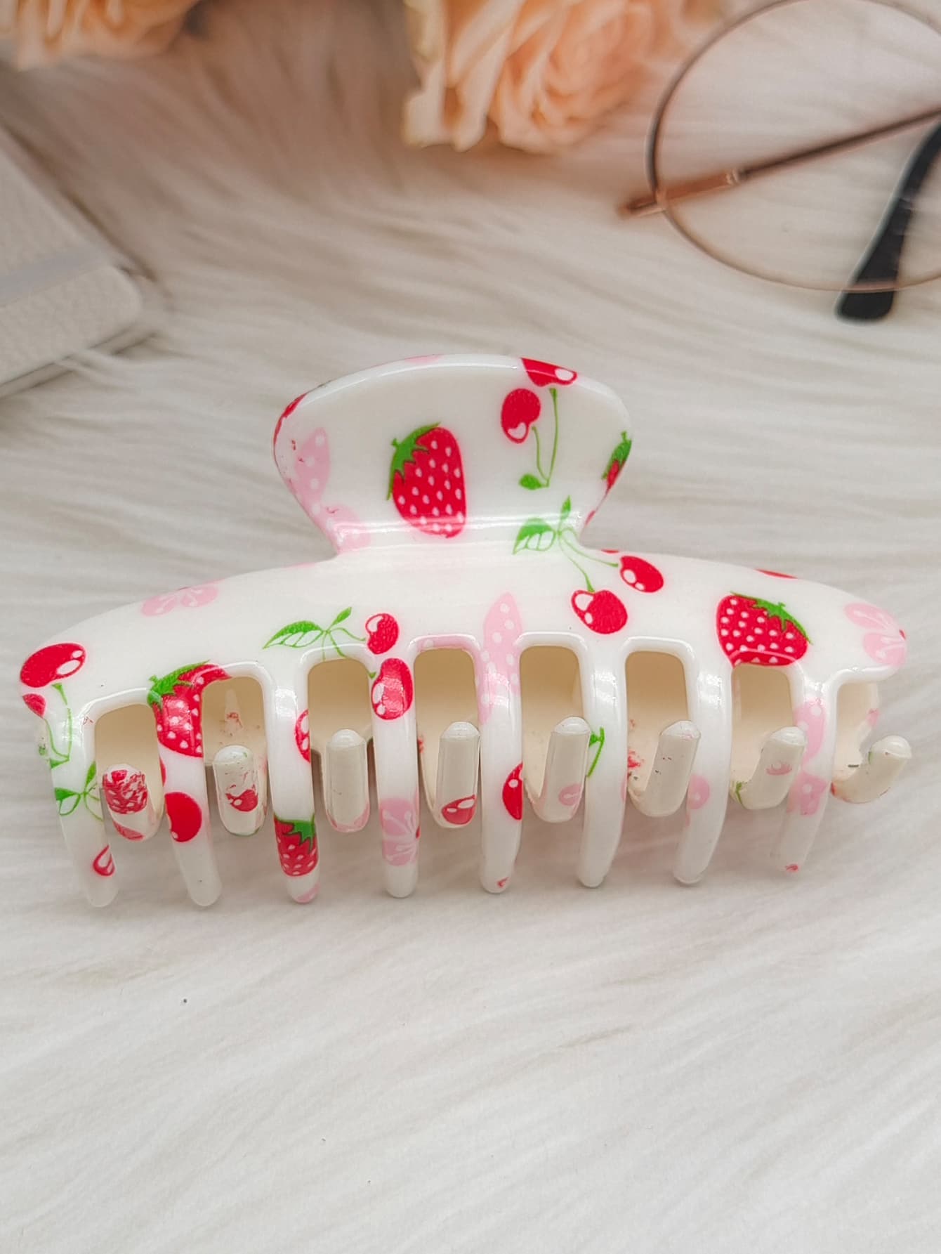 1pc Printed Lemon & Strawberry Hair Clip, Casual Everyday Accessory - Multicolor - View 1