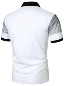 Manfinity Homme Hombres Camisa polo de color combinado - Blanco - Ver 2