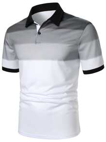 Manfinity Homme Hombres Camisa polo de color combinado - Blanco - Ver 3