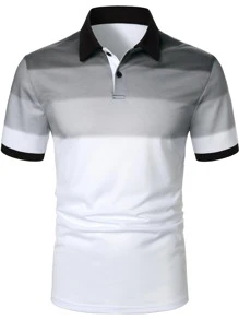 Manfinity Homme Hombres Camisa polo de color combinado - Blanco - Ver 4