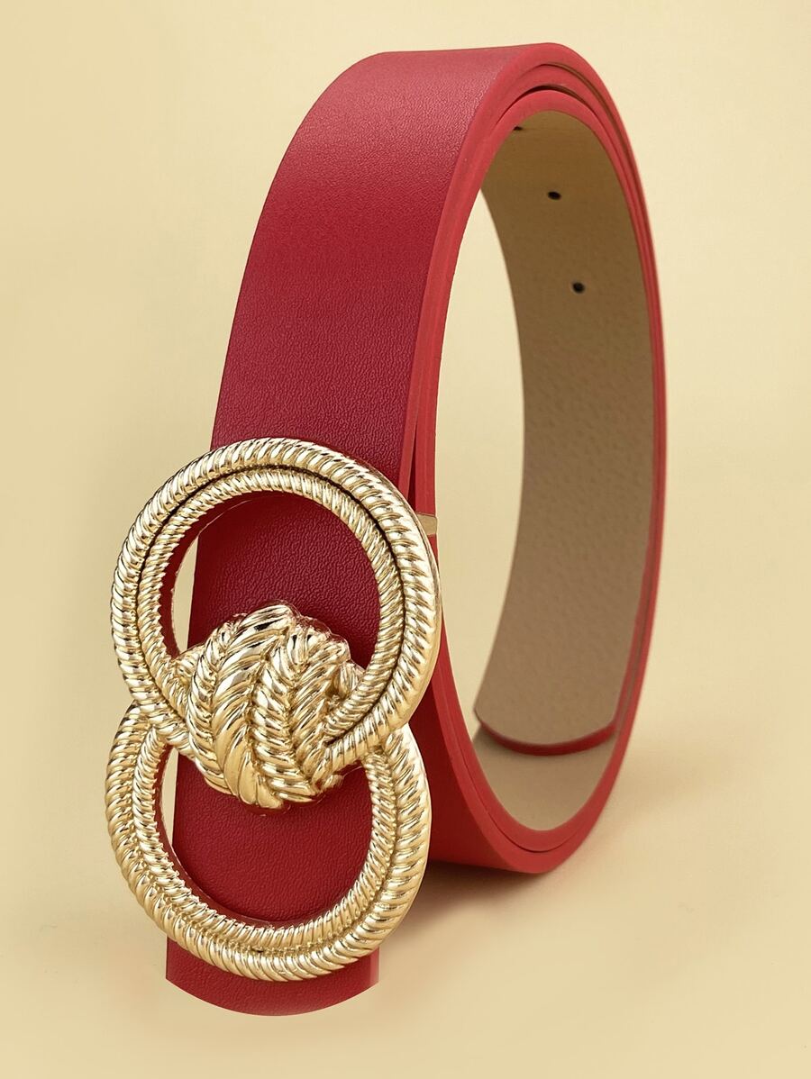 圆扣腰带 夏季、开学季、秋季、万圣节 - 紅色 - 查看 1