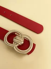 圆扣腰带 夏季、开学季、秋季、万圣节 - 紅色 - 查看 2