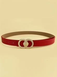 圆扣腰带 夏季、开学季、秋季、万圣节 - 紅色 - 查看 3
