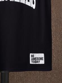 SHEIN 男孩字母圖案貼布細節拼接邊背心上衣 - 黑色 - 查看 4