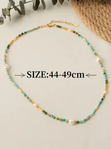 人造珍珠裝飾串珠項鏈 - 彩色 - 查看 3