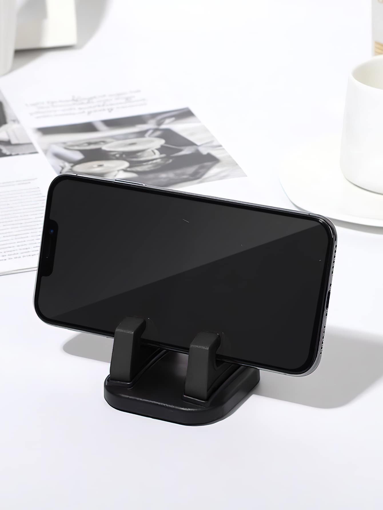 1pc Anti- Desktop Phone Holder - Black - View 1