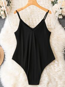 Calvaya Body de tirantes con cuenta de perla - Negro - Ver 2