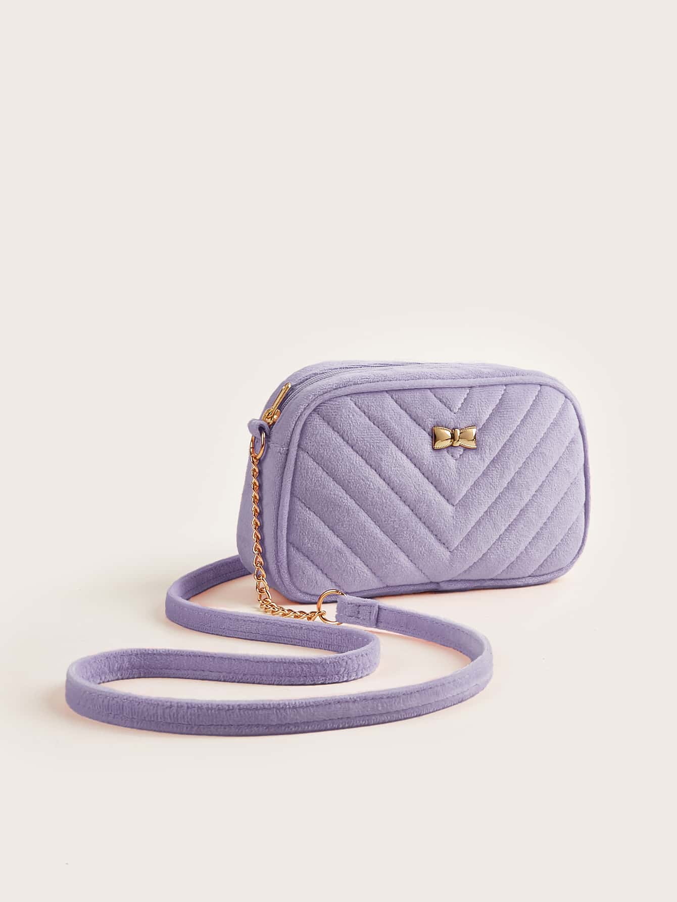 1pc Girls' Sweet Plush Chain Shoulder Bag, Suitable For Daily Use, Purple - Purple - View 1