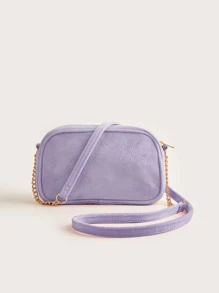 1pc Girls' Sweet Plush Chain Shoulder Bag, Suitable For Daily Use, Purple - Purple - View 5